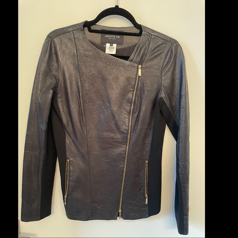 Lafayette 148 lamb skin black jacket